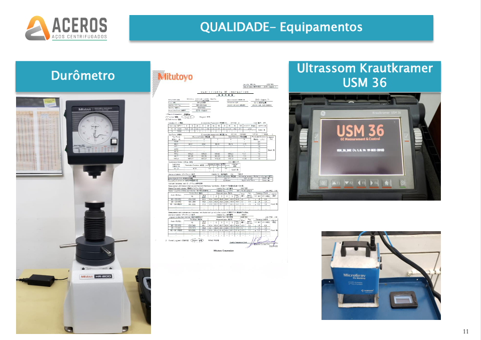 Equipamento de ultrassom Krautkramer USM 36 utilizado no controle de qualidade da Aceros